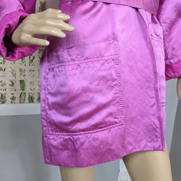 Vintage y2k 2000s Jennifer George Jacket Pink Satin Belt Tie Marbled Size 6 - Picture 6 of 9